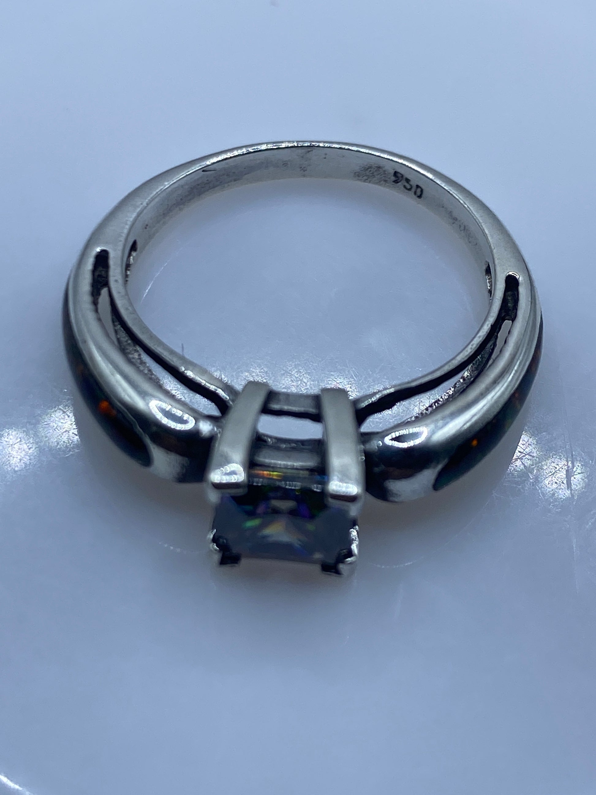 Anillo de Plata Ópalo de Fuego Multicolor — Solitario Artesanal — foto 5
