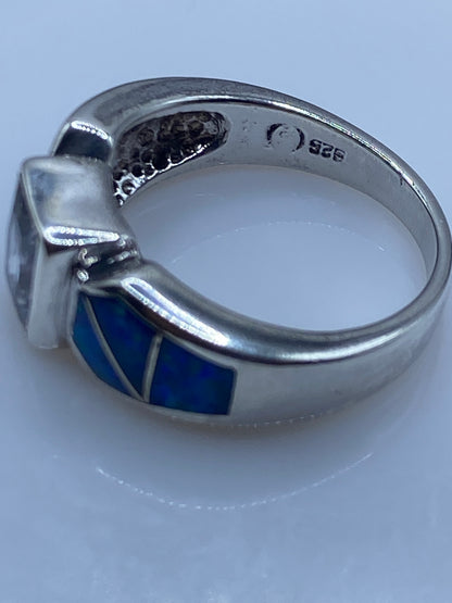 Anillo de Plata Ópalo de Fuego Azul — Tres Piedras Taxco — foto 5
