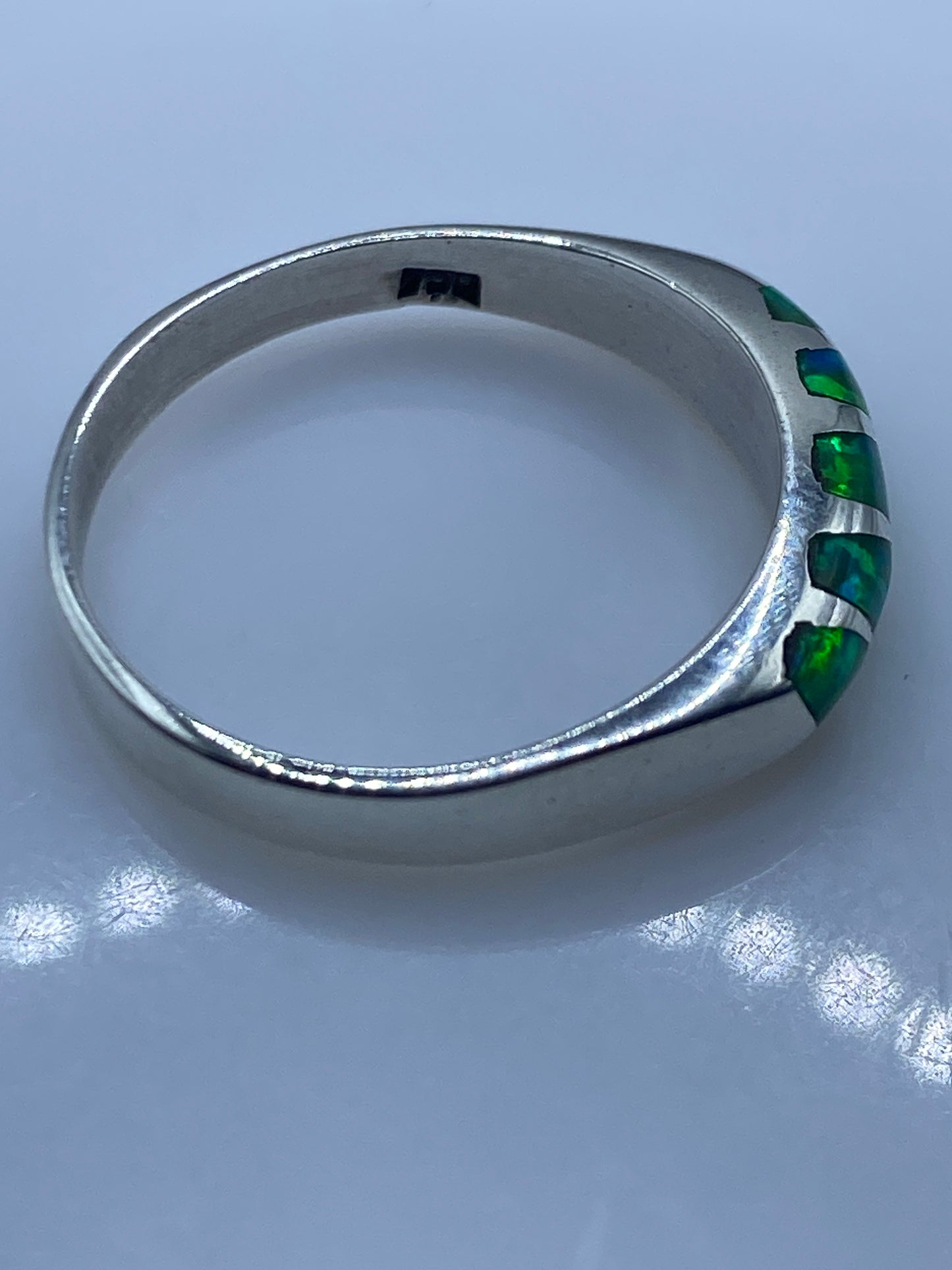 Anillo de Plata Ópalo de Fuego Verde Limón — Minimalista — foto 5