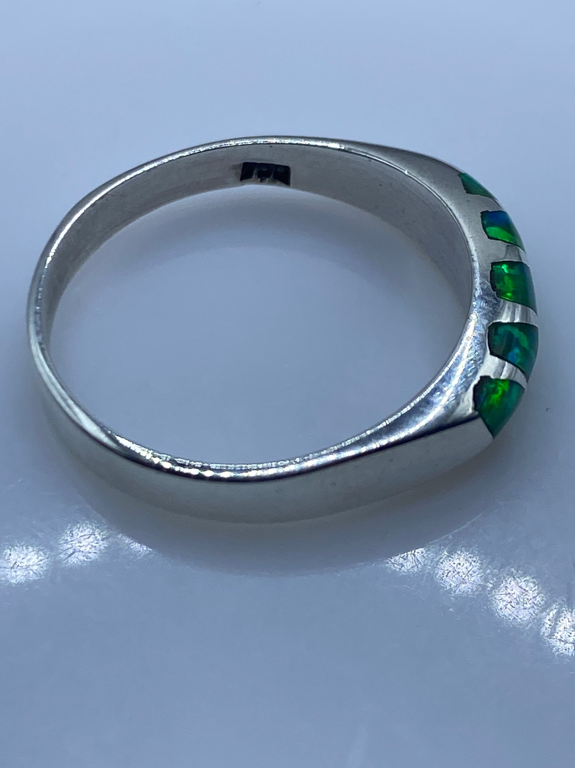 Anillo de Plata Ópalo de Fuego Verde Limón — Minimalista — foto 5