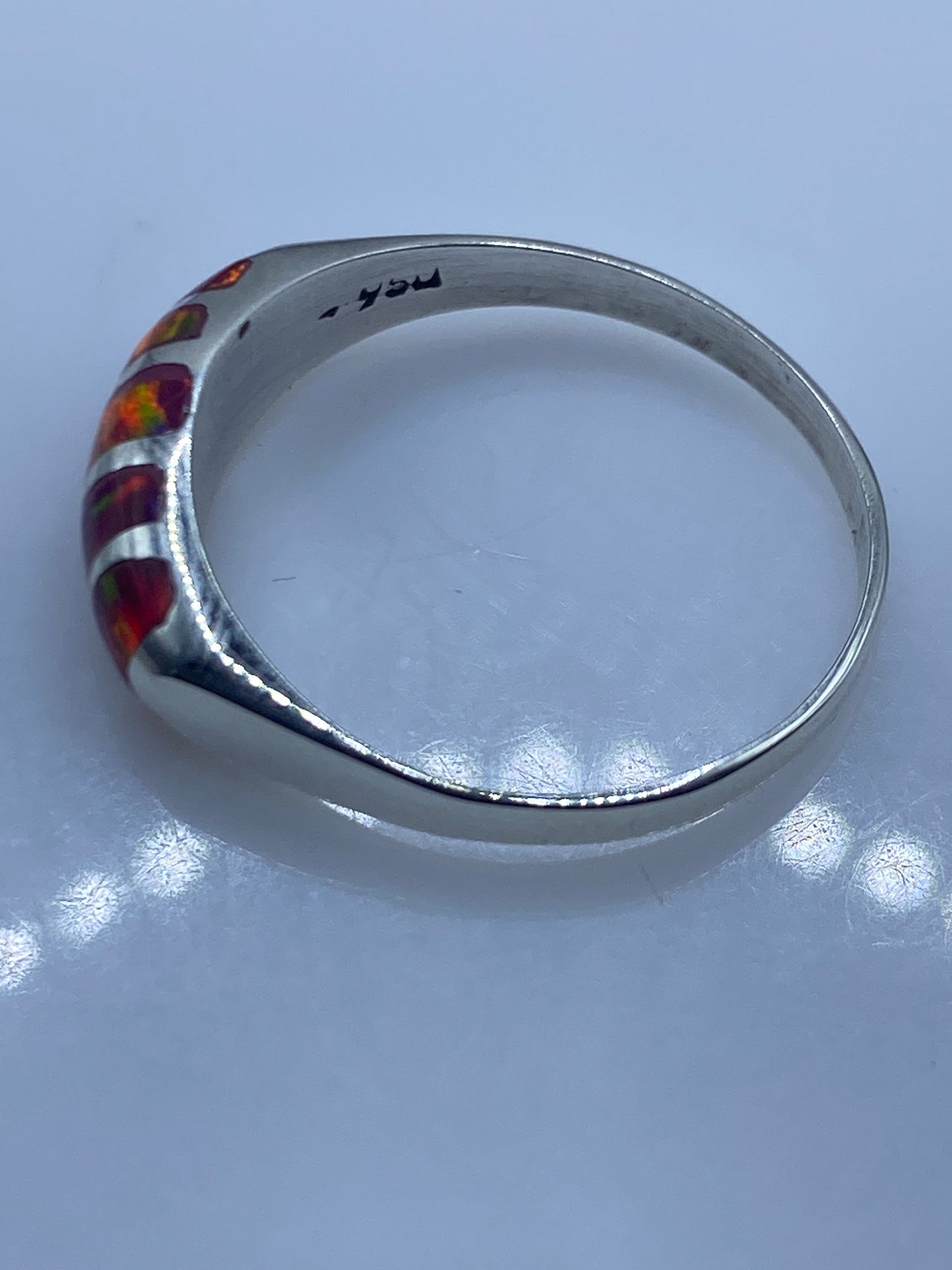 Anillo de Plata Ópalo de Fuego Rosa — Diseño Minimalista — foto 5