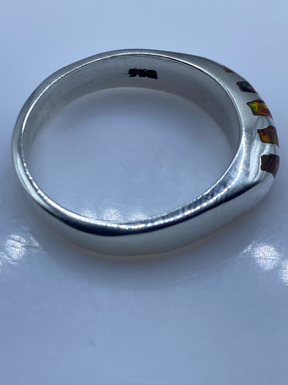 Anillo Plata .950 Ópalo de Fuego Multicolor — Moderno Unisex — foto 5