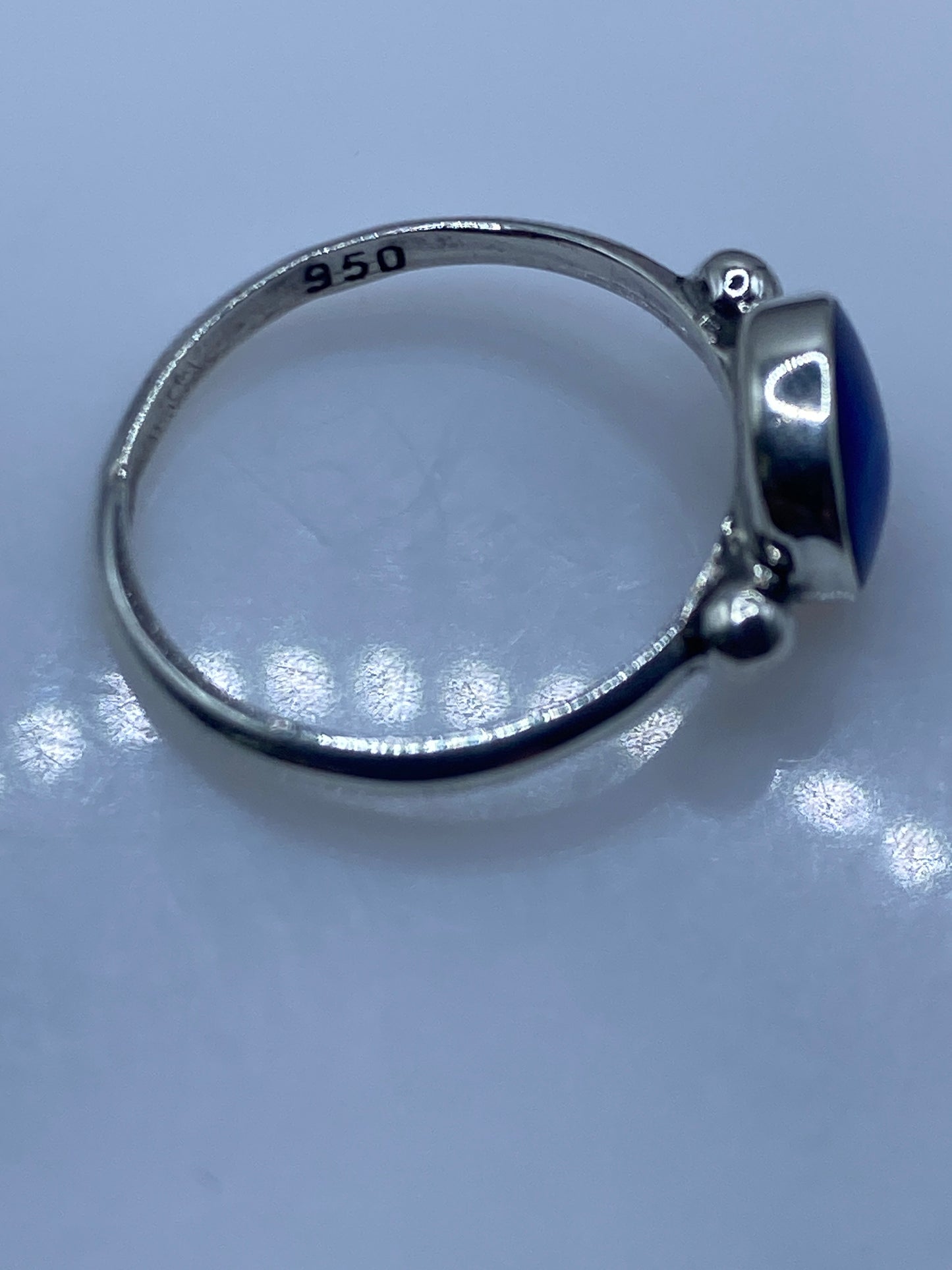Anillo Solitario Plata .950 Piedra Azul — Minimalista — foto 5