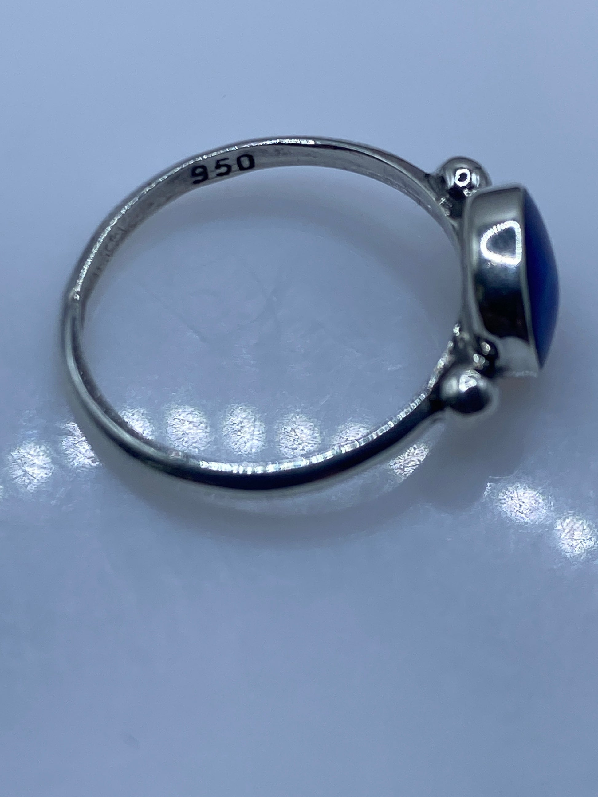 Anillo Solitario Plata .950 Piedra Azul — Minimalista — foto 5