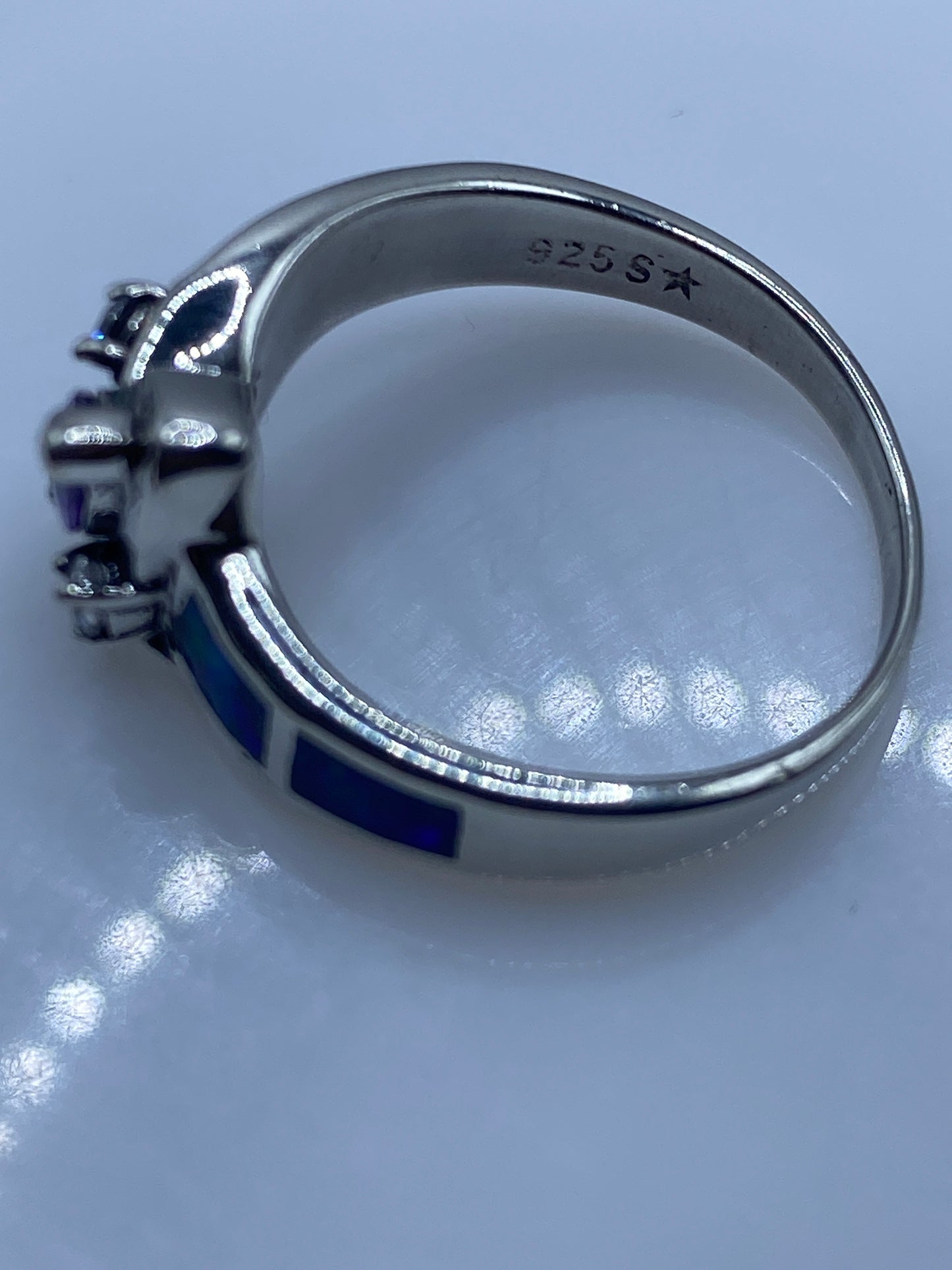 Anillo de Plata Ópalo de Fuego Azul — Diseño Moderno — foto 5