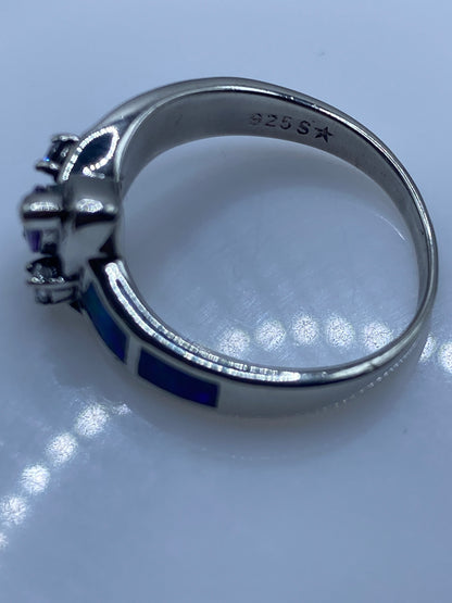 Anillo de Plata Ópalo de Fuego Azul — Diseño Moderno — foto 5