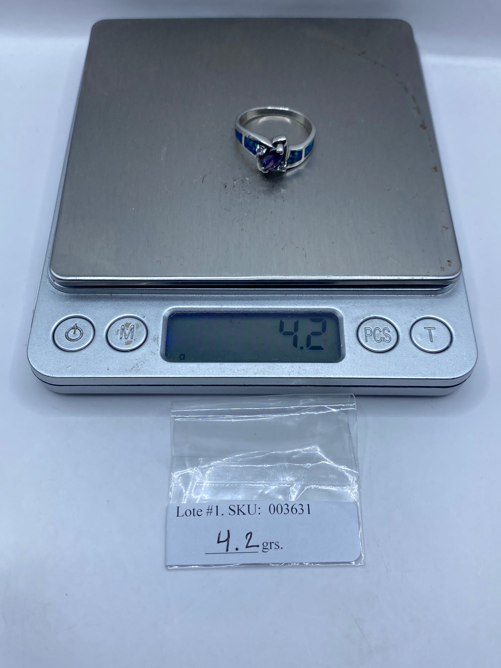 Anillo de Plata Ópalo de Fuego Azul — Diseño Moderno — foto 6