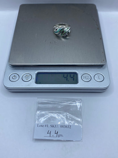 Anillo de Plata .950 Ópalo de Fuego Ondulado — Diseño Fluido — foto 6