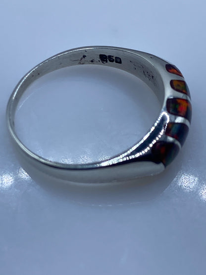 Anillo Plata Ópalo de Fuego Multicolor — Talla 5 Taxco — foto 5