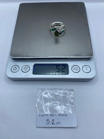 Anillo Plata .950 Ópalo de Fuego Verde Limón — Coctel — foto 6