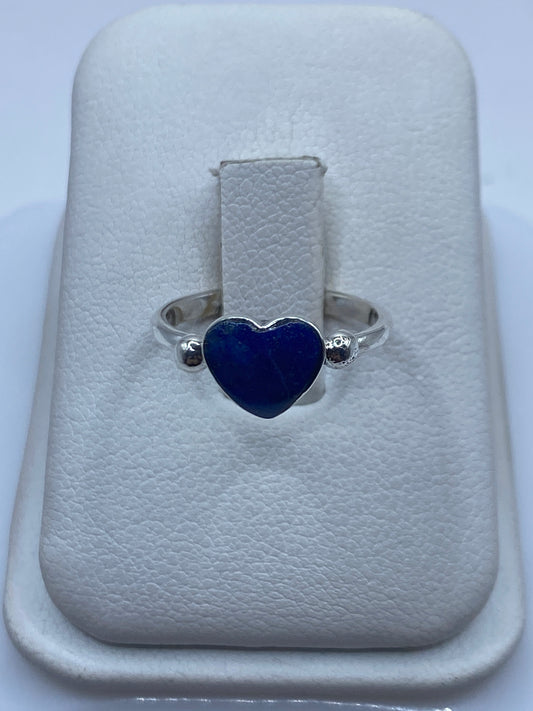 Anillo de plata .925 con corazón de circonia azul en estuche blanco