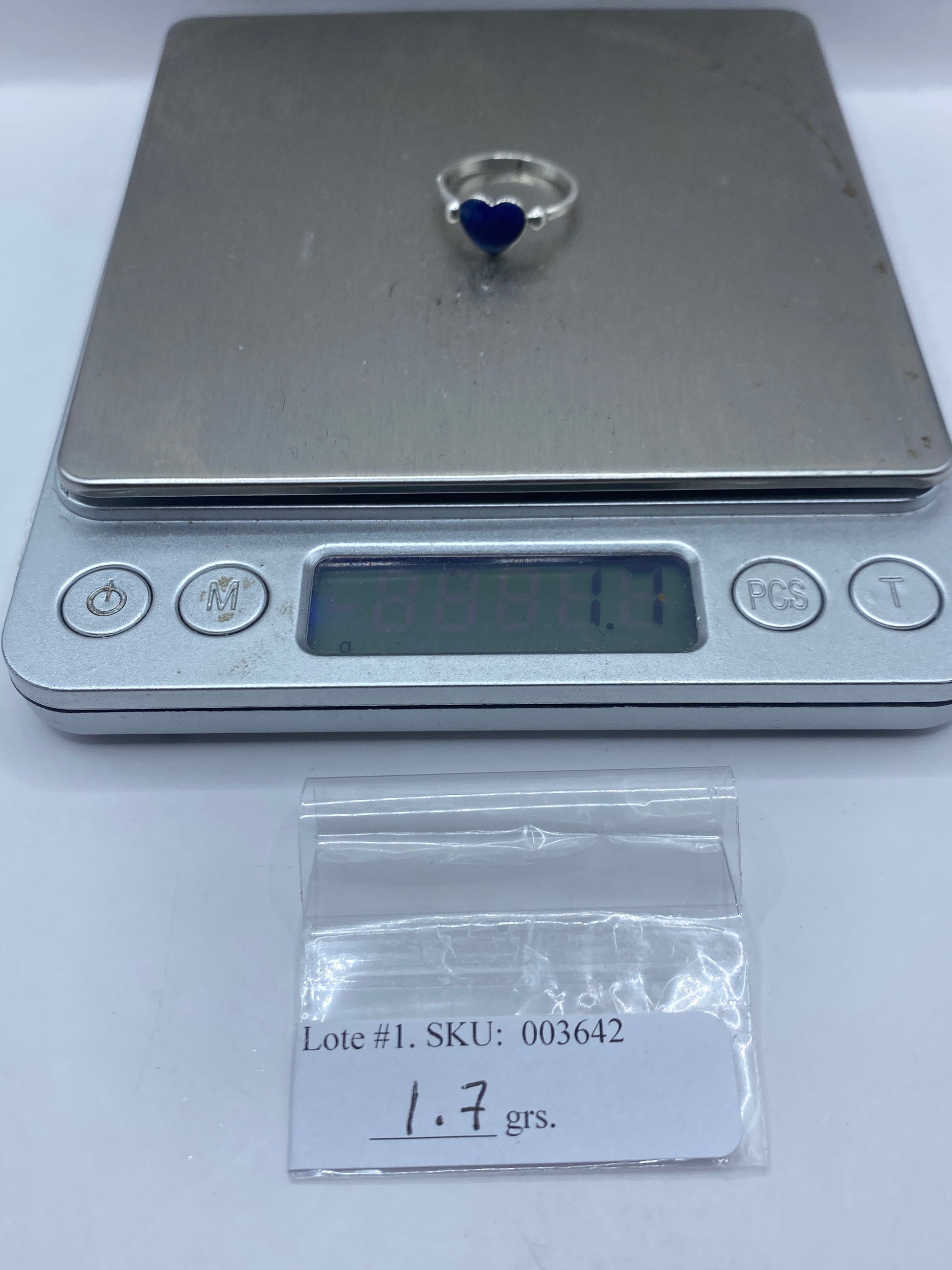 Anillo de Plata Corazón Circonia Azul — Solitario Delicado — foto 5