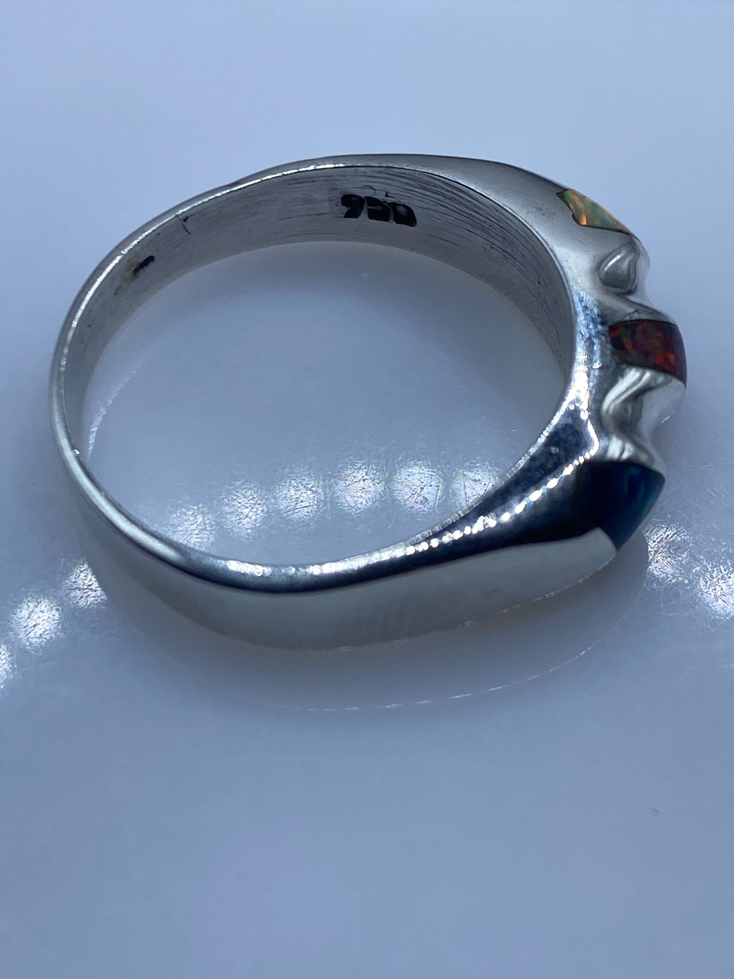 Anillo de Plata Ópalo de Fuego Multicolor — Moderno .950 — foto 5