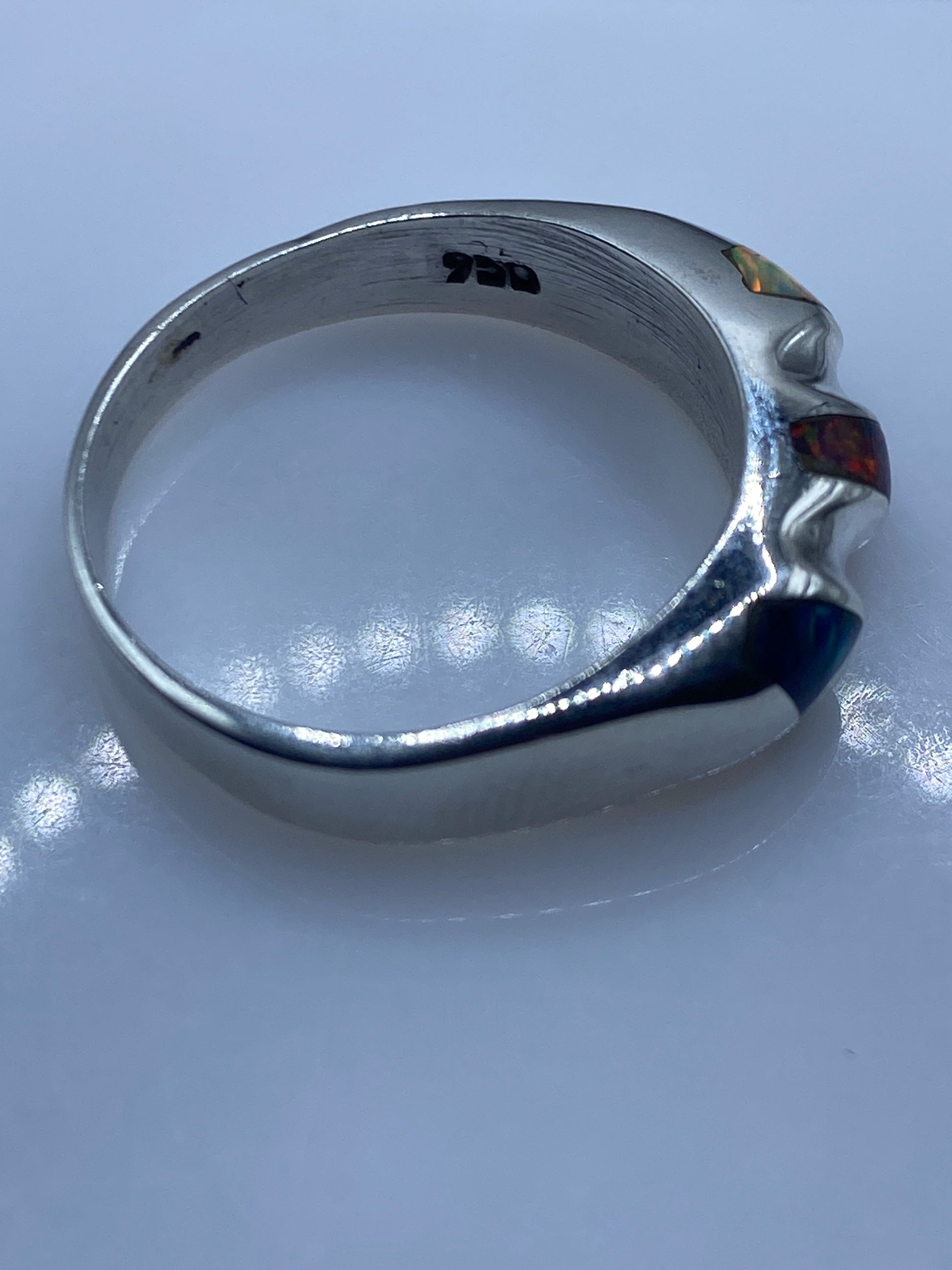 Anillo de Plata Ópalo de Fuego Multicolor — Moderno .950 — foto 5