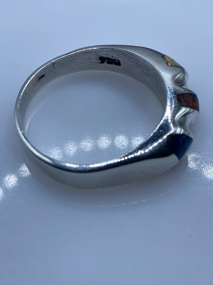 Anillo de Plata Ópalo de Fuego Multicolor — Moderno .950 — foto 5