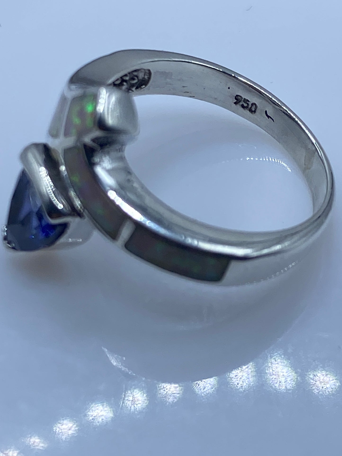 Anillo de Plata Ópalo de Fuego Solitario — Taxco .950 — foto 5