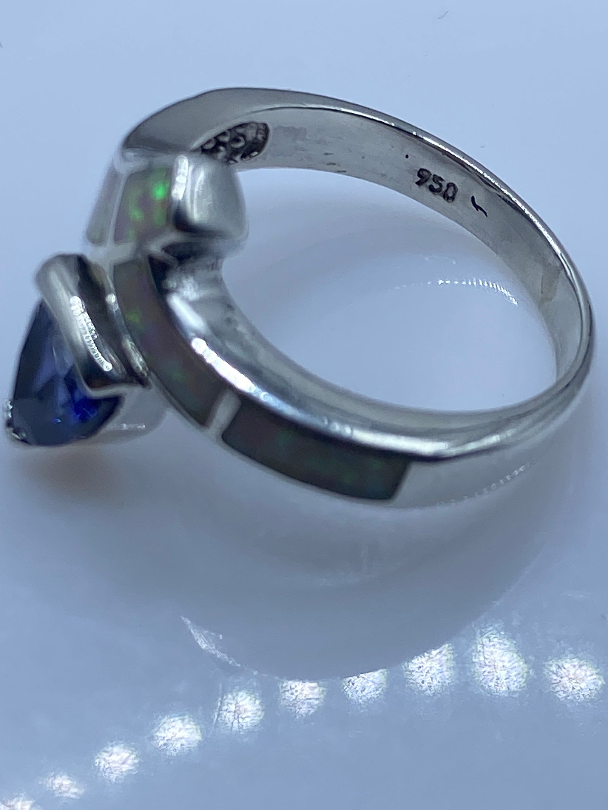 Anillo de Plata Ópalo de Fuego Solitario — Taxco .950 — foto 5