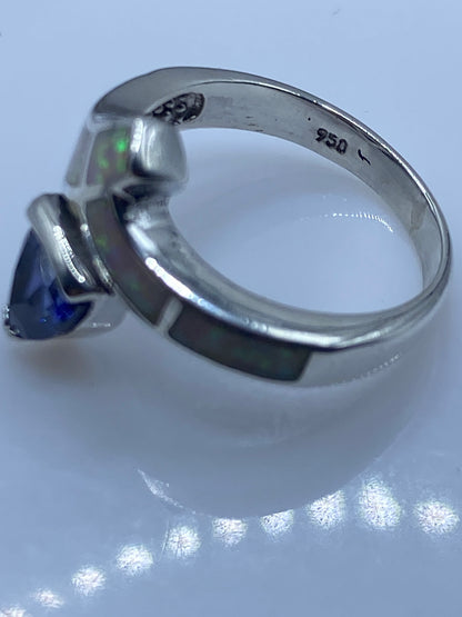 Anillo de Plata Ópalo de Fuego Solitario — Taxco .950 — foto 5