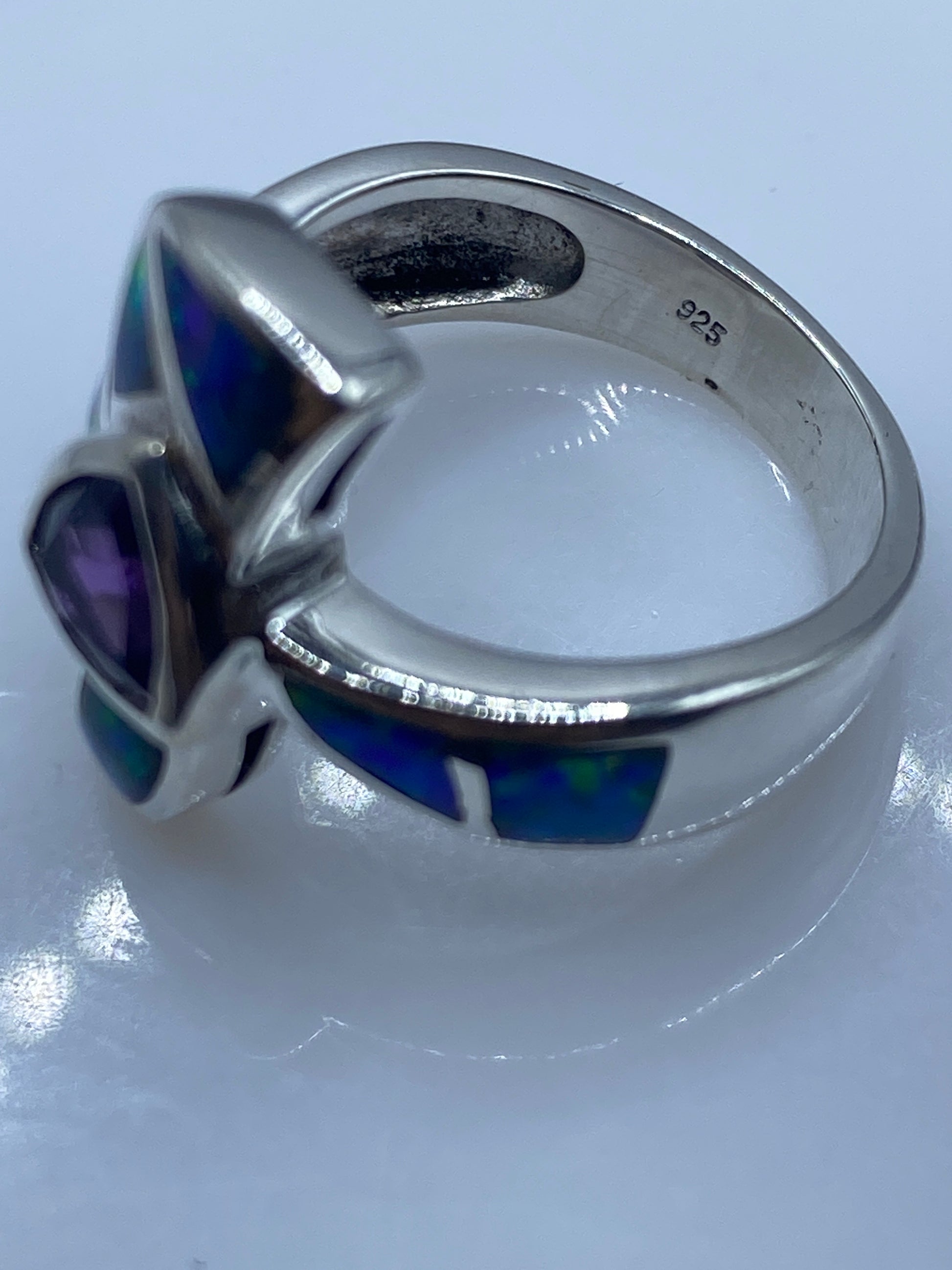 Anillo de Plata Ópalo de Fuego Azul — Diseño Artesanal Taxco — foto 5
