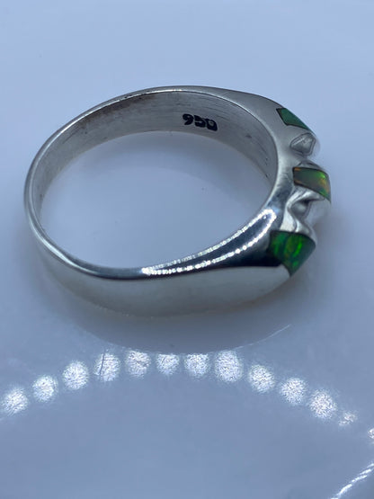Anillo Ópalo de Fuego Verde — Plata .950 Artesanal Taxco — foto 5