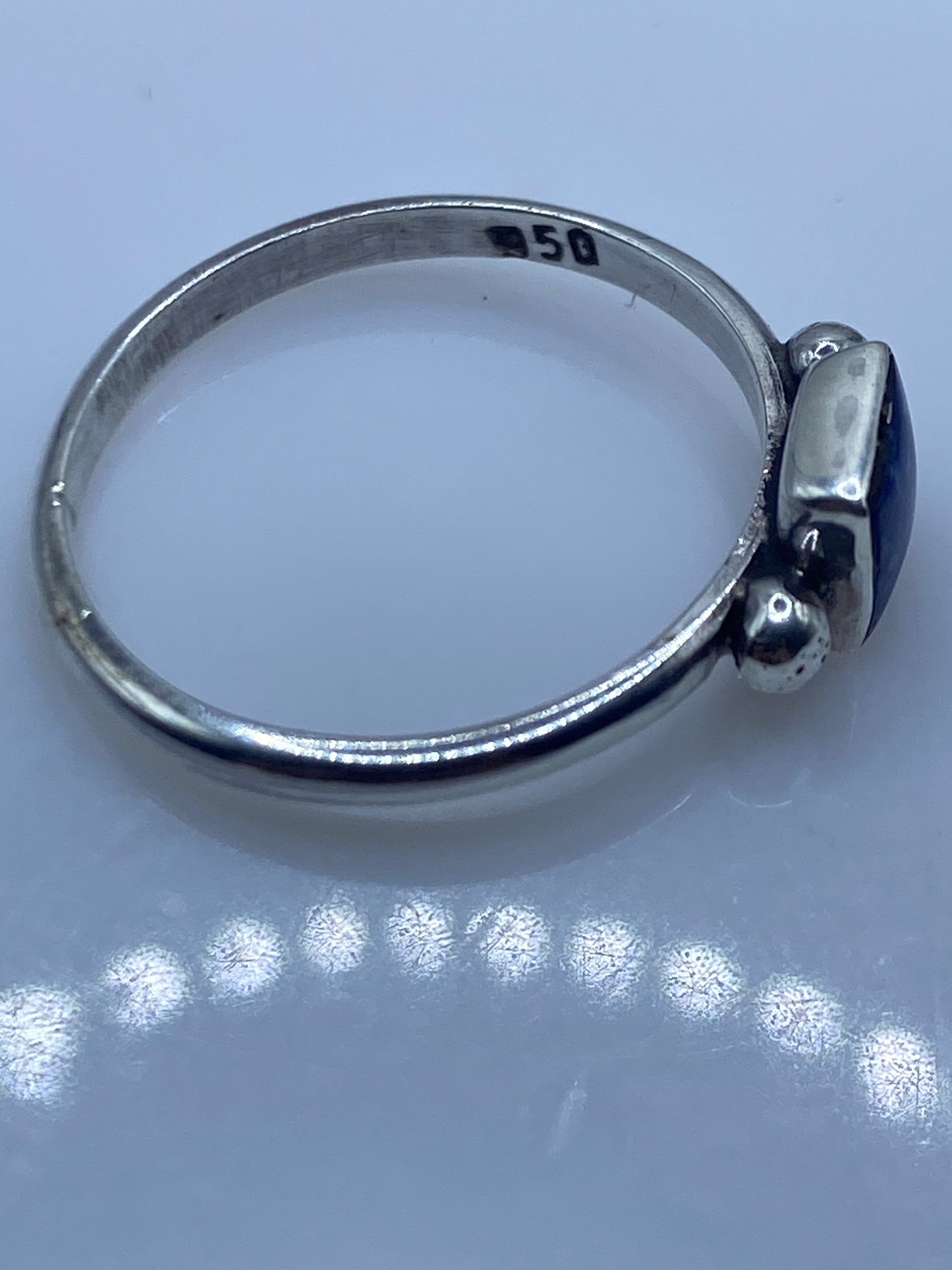 Anillo de Plata .950 Lapislázuli Azul — Solitario Minimalista — foto 5