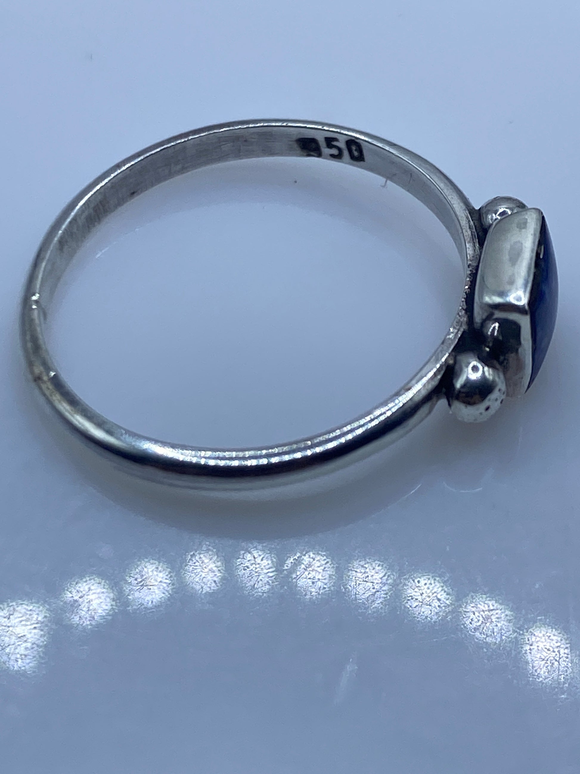 Anillo de Plata .950 Lapislázuli Azul — Solitario Minimalista — foto 5