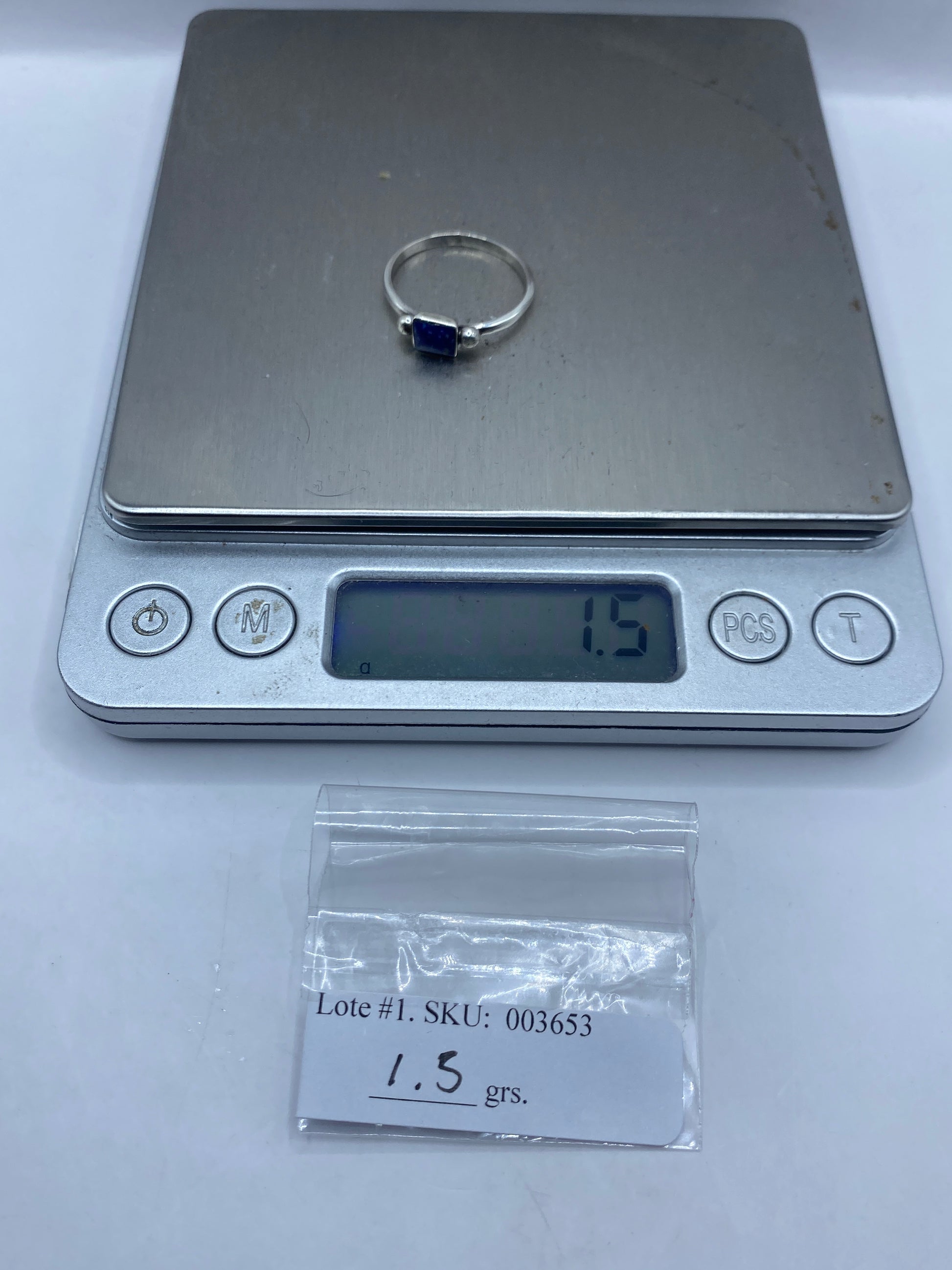 Anillo de Plata .950 Lapislázuli Azul — Solitario Minimalista — foto 6
