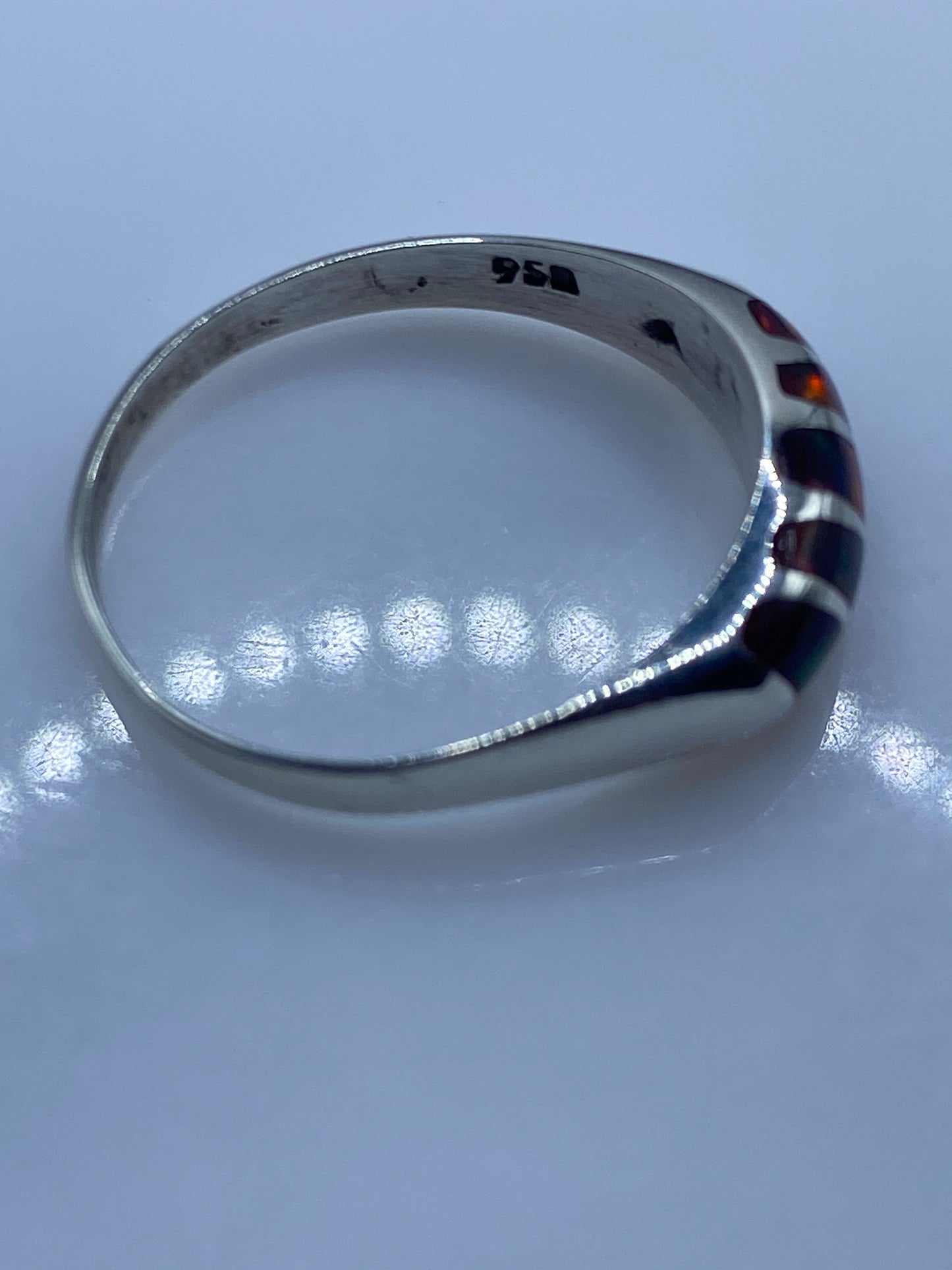Anillo Solitario Ópalo de Fuego Plata .950 — Unisex — foto 5