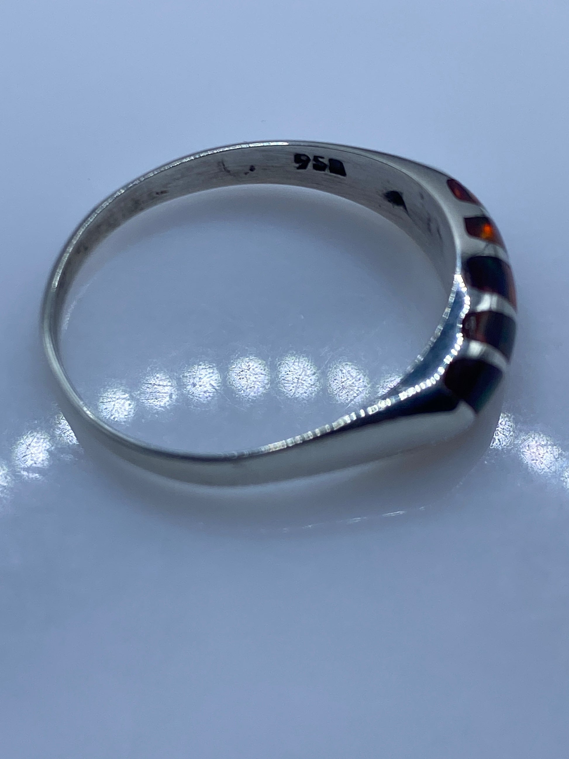 Anillo Solitario Ópalo de Fuego Plata .950 — Unisex — foto 5