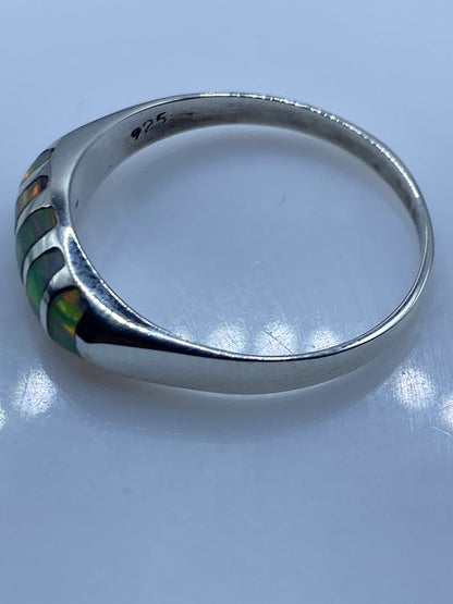 Anillo de Plata Ópalo de Fuego Minimalista — Unisex — foto 5