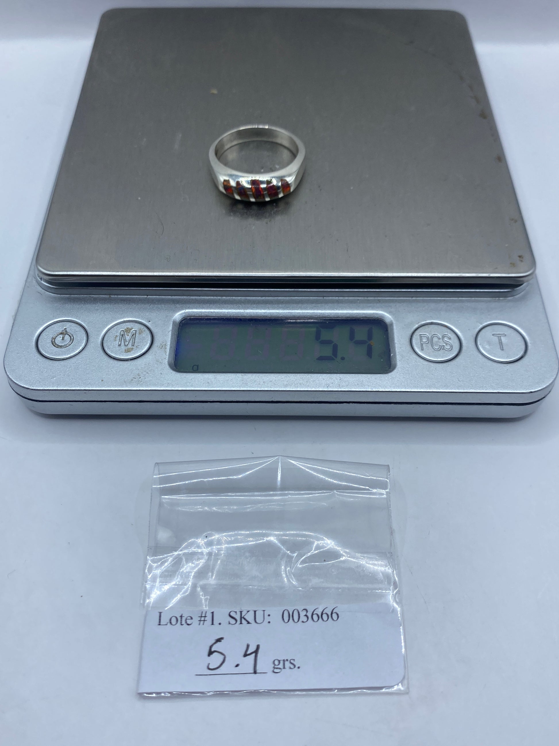 Anillo de Plata .950 Ópalo de Fuego Multicolor — Diseño Moderno — foto 6