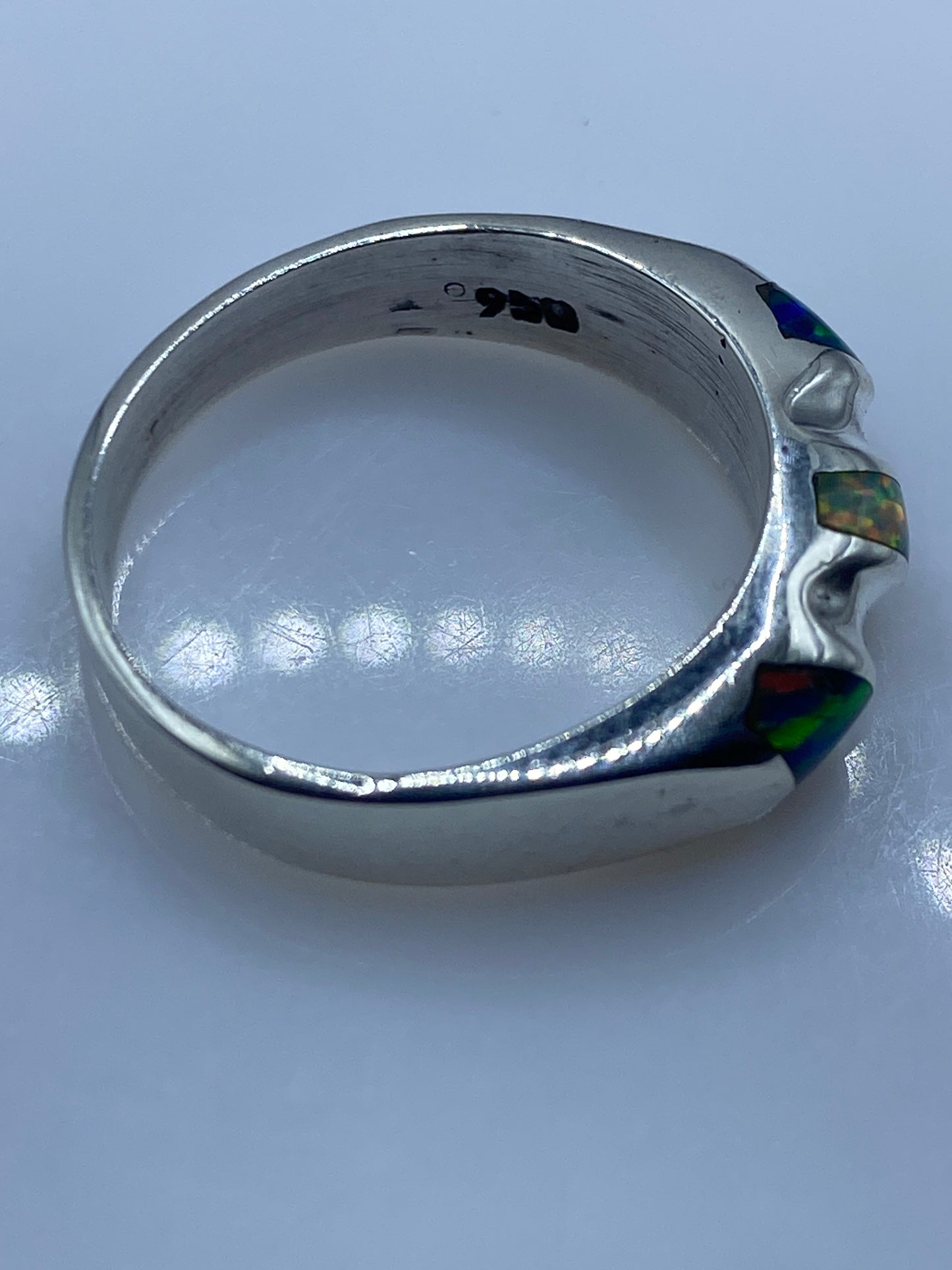 Anillo de Plata Ópalo de Fuego Multicolor — Artesanal Taxco — foto 5