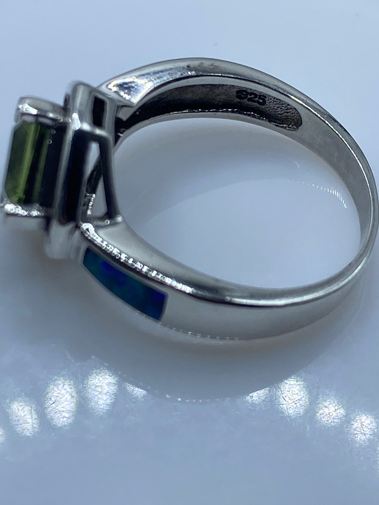 Anillo de Plata Ópalo de Fuego Azul — Diseño Minimalista — foto 5