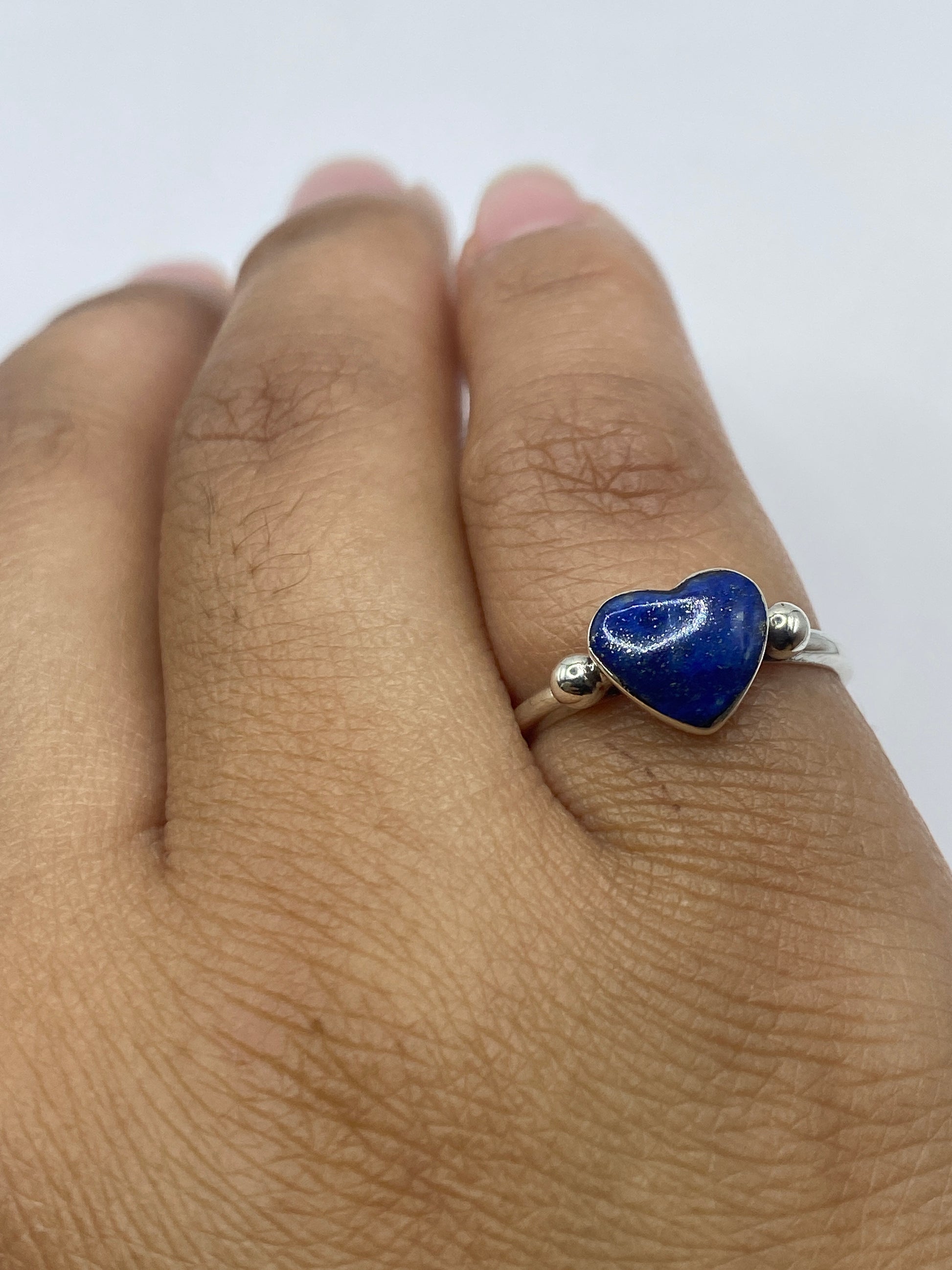 Anillo de Plata .950 Corazón Lapislázuli Azul — foto 4