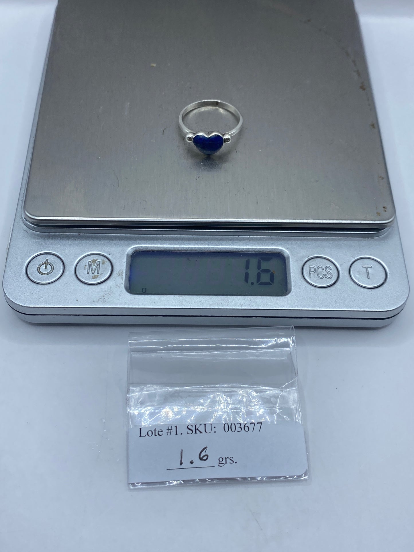Anillo de Plata .950 Corazón Lapislázuli Azul — foto 6