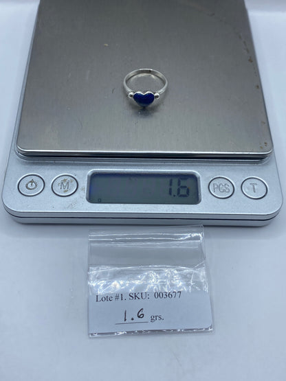 Anillo de Plata .950 Corazón Lapislázuli Azul — foto 6