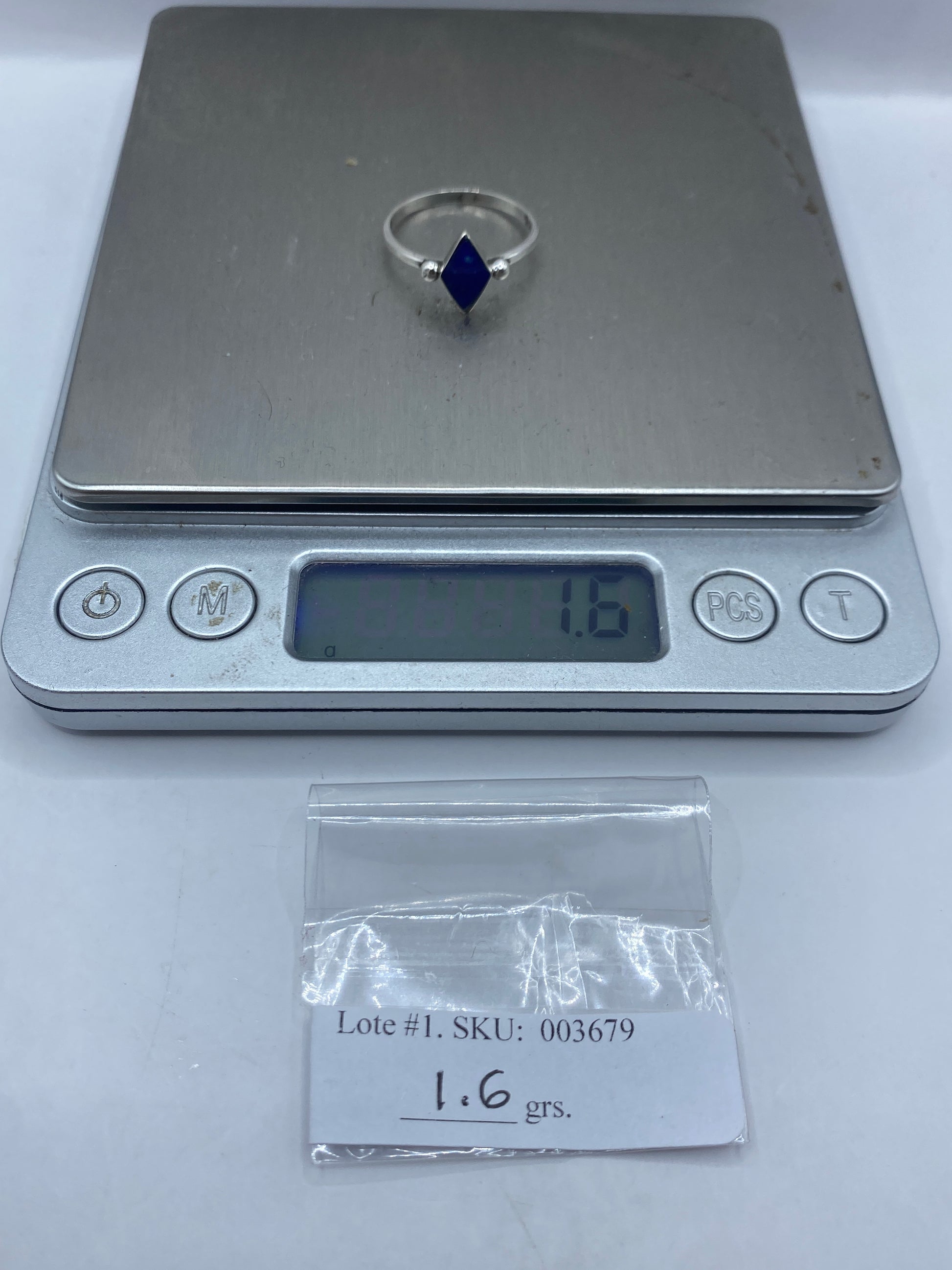 Anillo de Plata .950 Solitario Lapislázuli Azul — foto 6