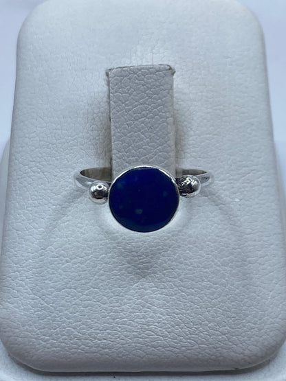 Anillo de plata .950 con lapislázuli azul natural en estuche blanco