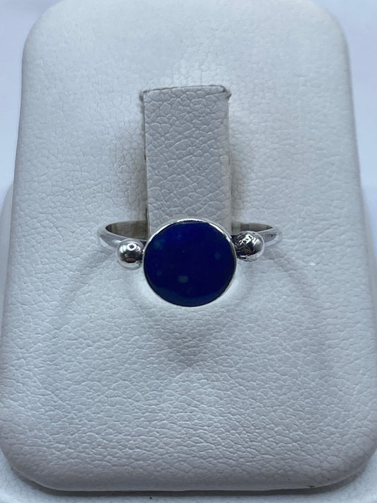 Anillo de plata .950 con lapislázuli azul natural en estuche blanco