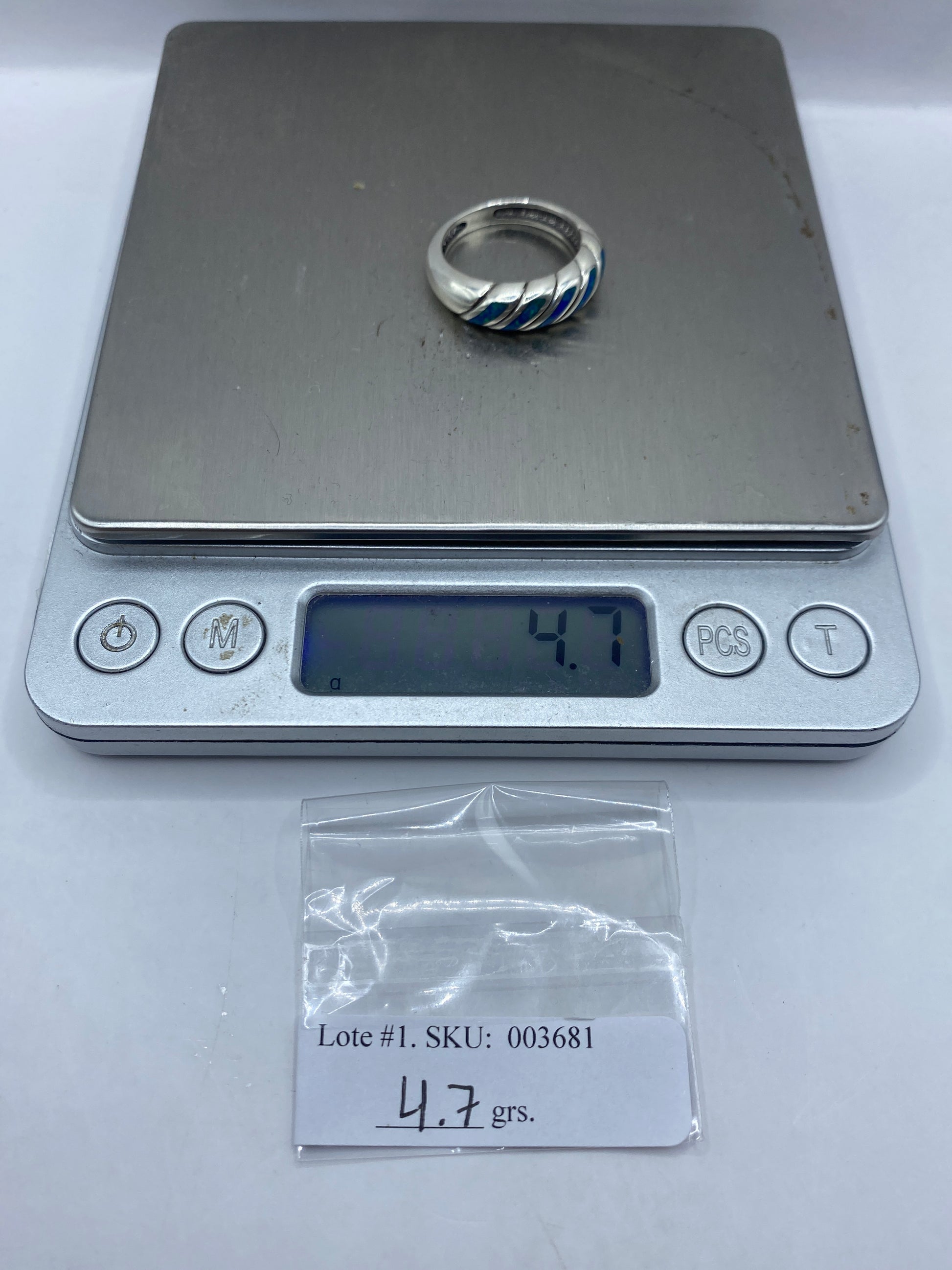 Anillo de Plata Ópalo de Fuego Azul — Torsión Artesanal — foto 6