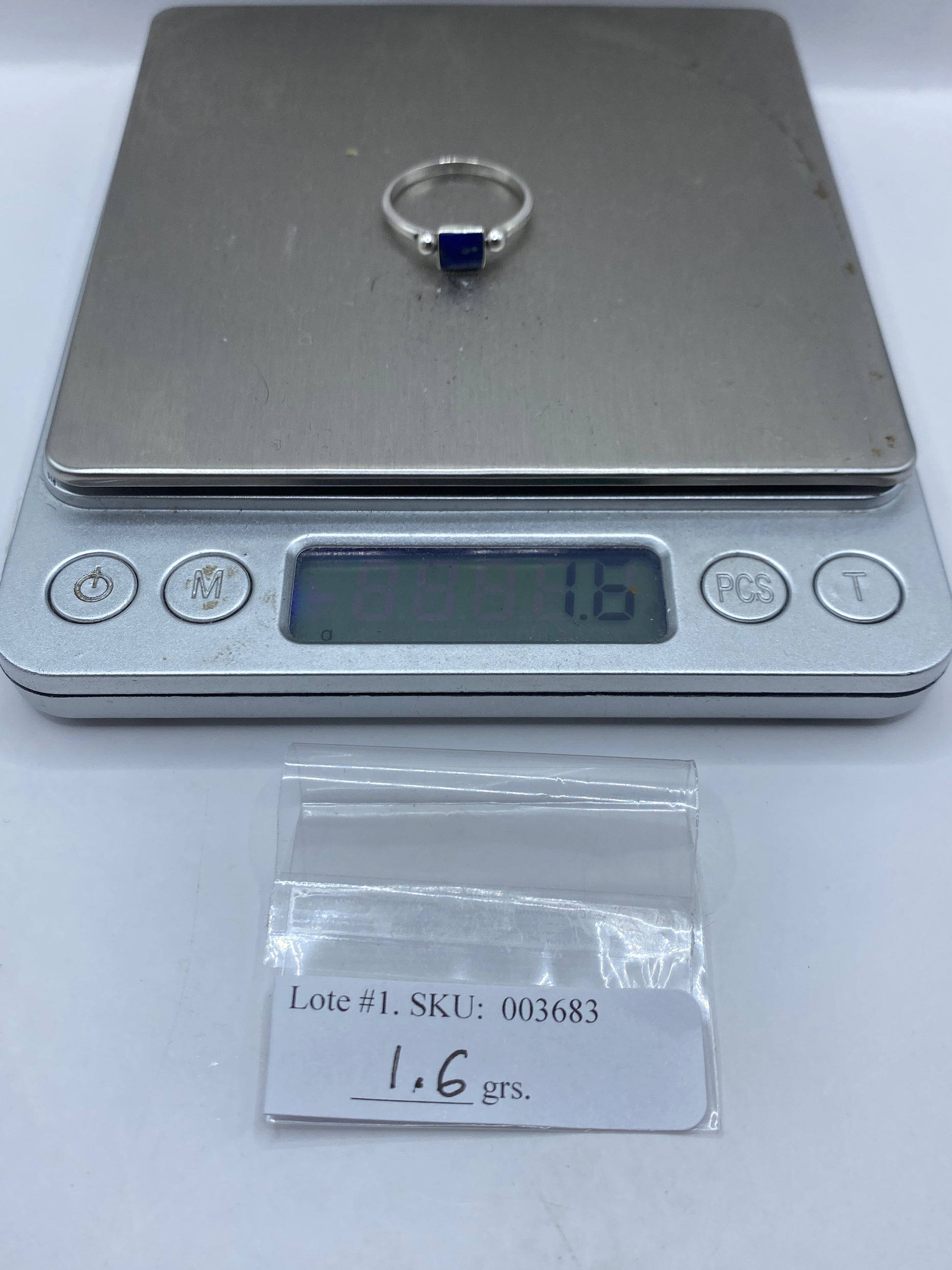 Anillo Plata Lapislázuli Azul — Solitario Minimalista — foto 5