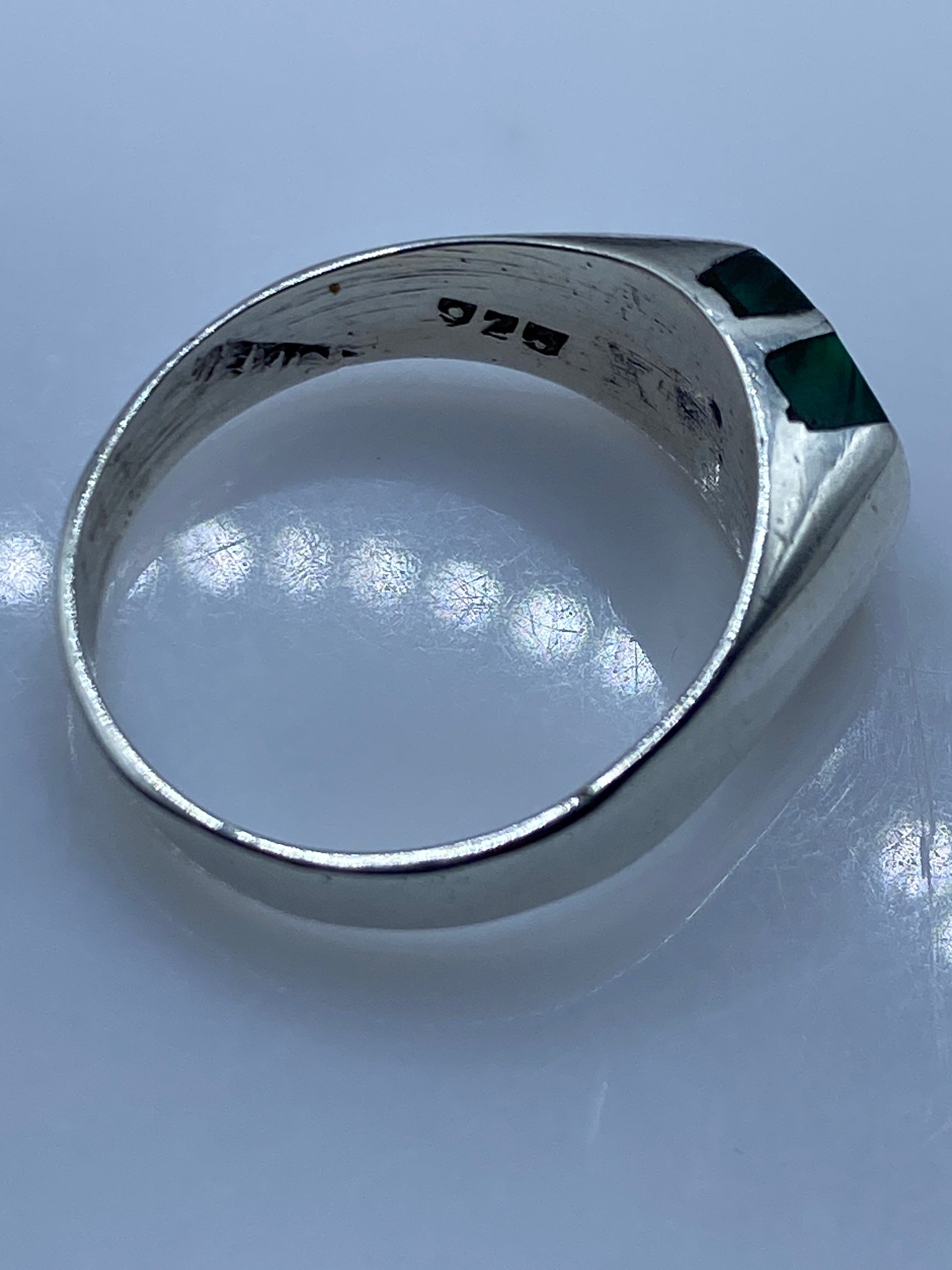 Anillo de Plata Malaquita Verde Banda Geométrica — foto 5