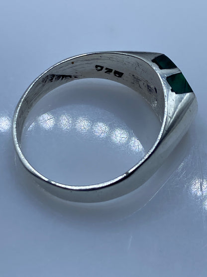 Anillo de Plata Malaquita Verde Banda Geométrica — foto 5