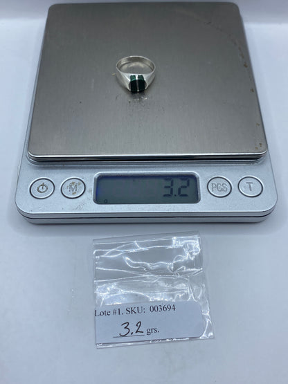 Anillo de Plata Malaquita Verde Banda Geométrica — foto 6