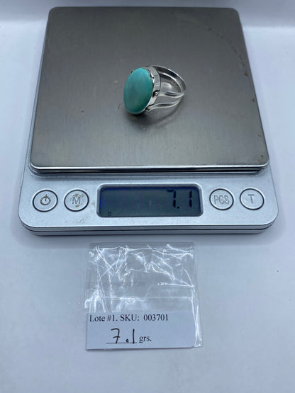 Anillo de Turquesa Azul Cielo — Solitario Clásico en Plata .925 — foto 6