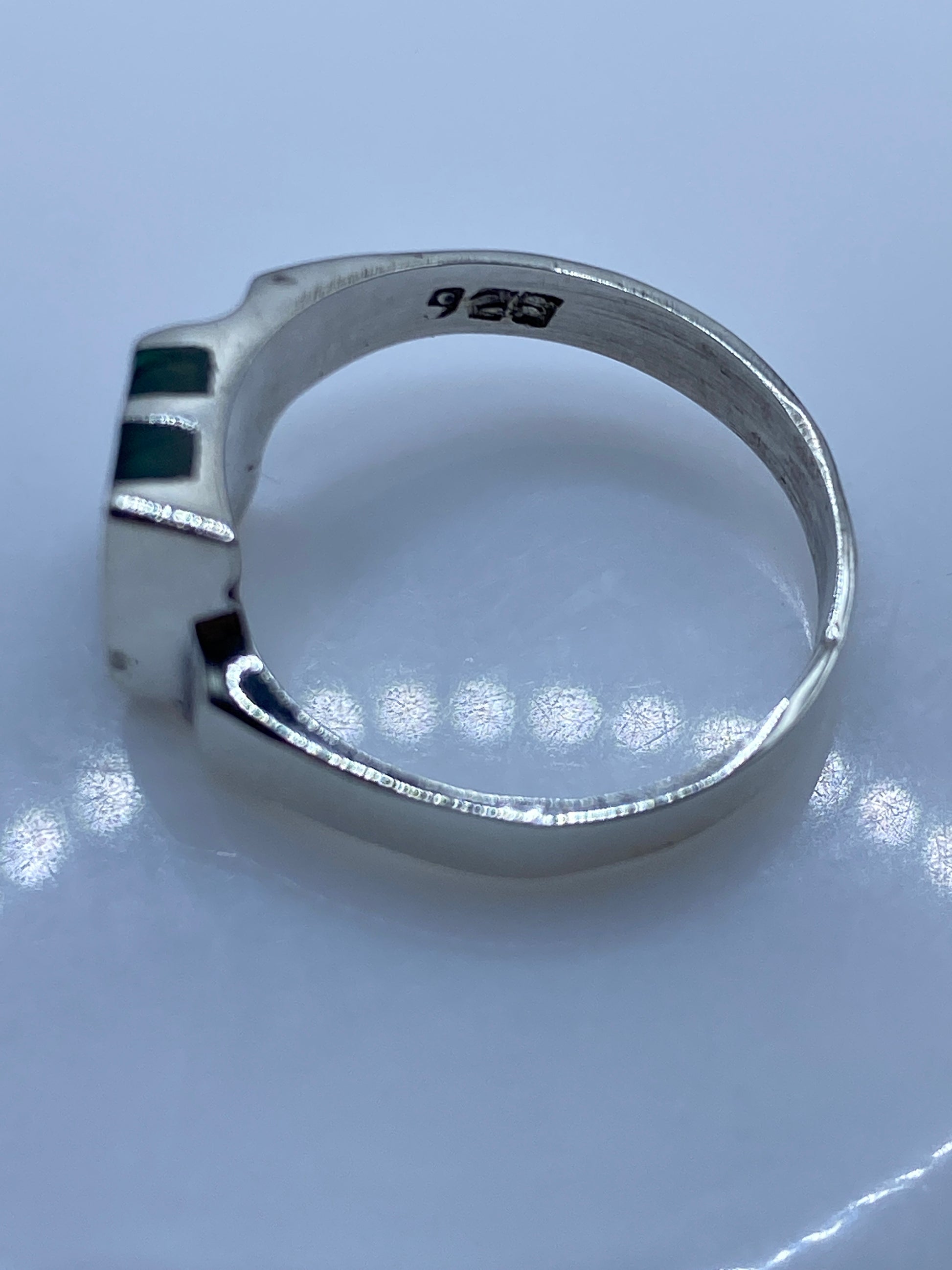 Anillo de Plata Malaquita Verde — Banda Moderna .925 — foto 5