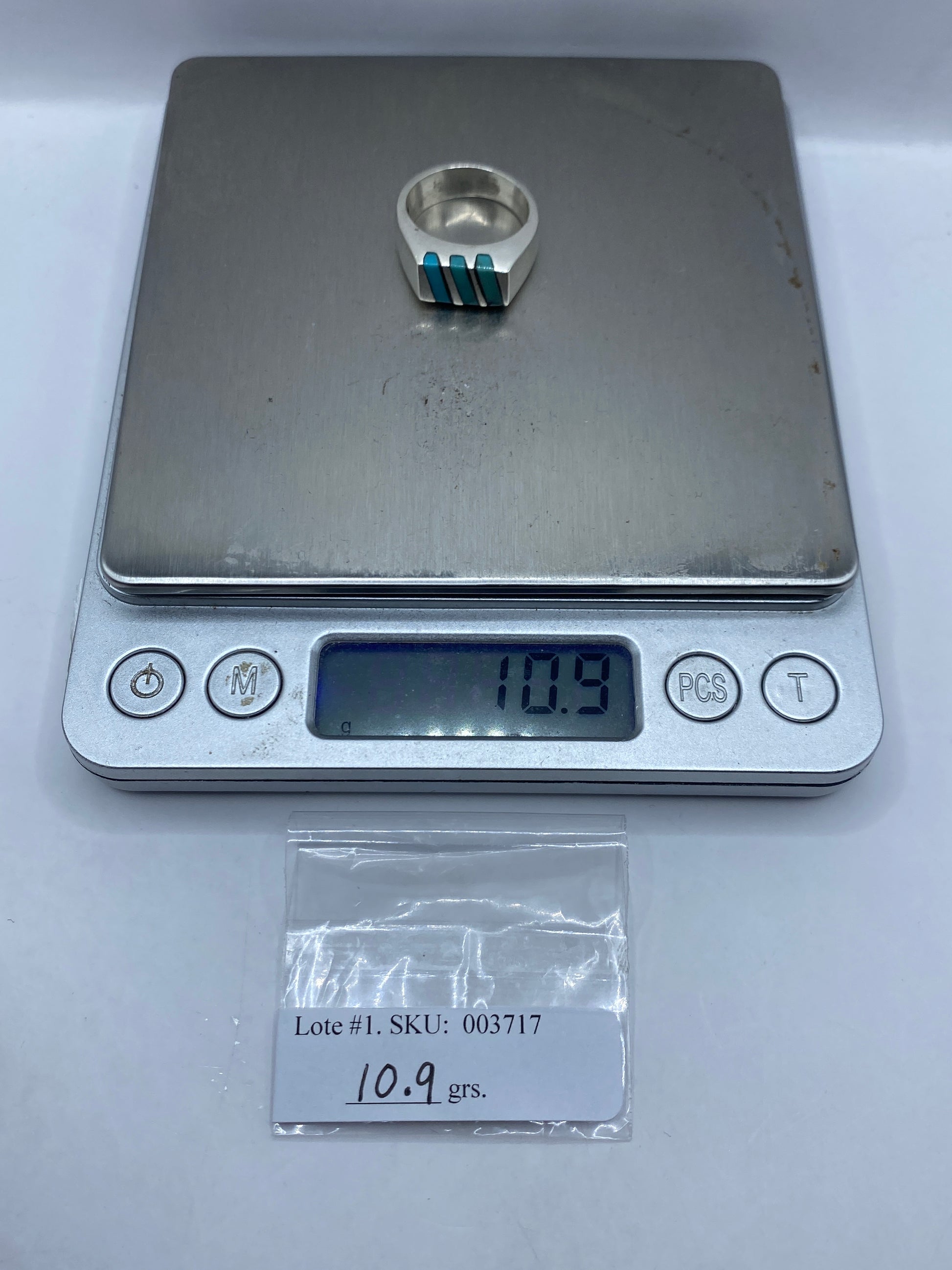 Anillo de Plata Turquesa Azul Cielo — Banda Moderna — foto 6