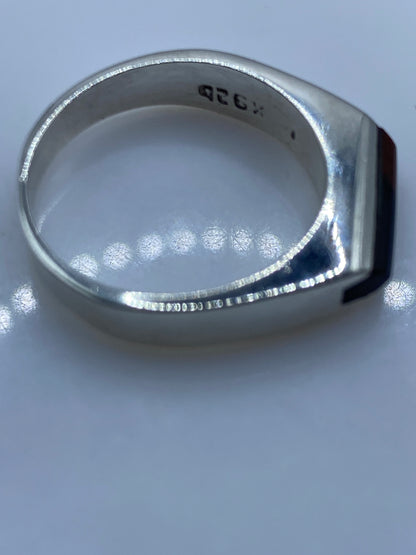 Anillo de Plata Ónix Negro Minimalista — Banda Lisa Taxco — foto 5