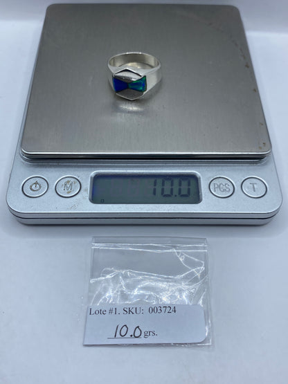 Anillo Plata Ópalo de Fuego Azul Geométrico — Para Él — foto 6