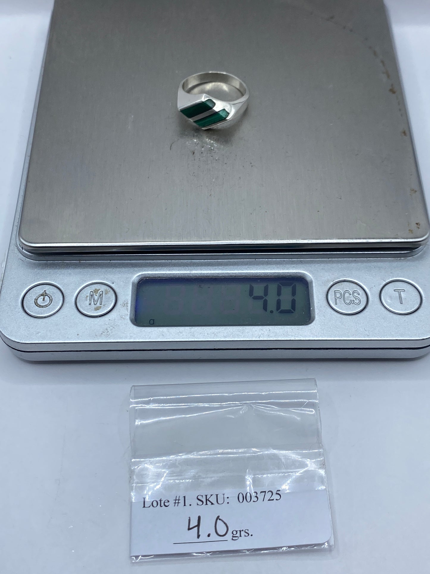 Anillo de Plata Malaquita Verde — Diseño Minimalista — foto 6